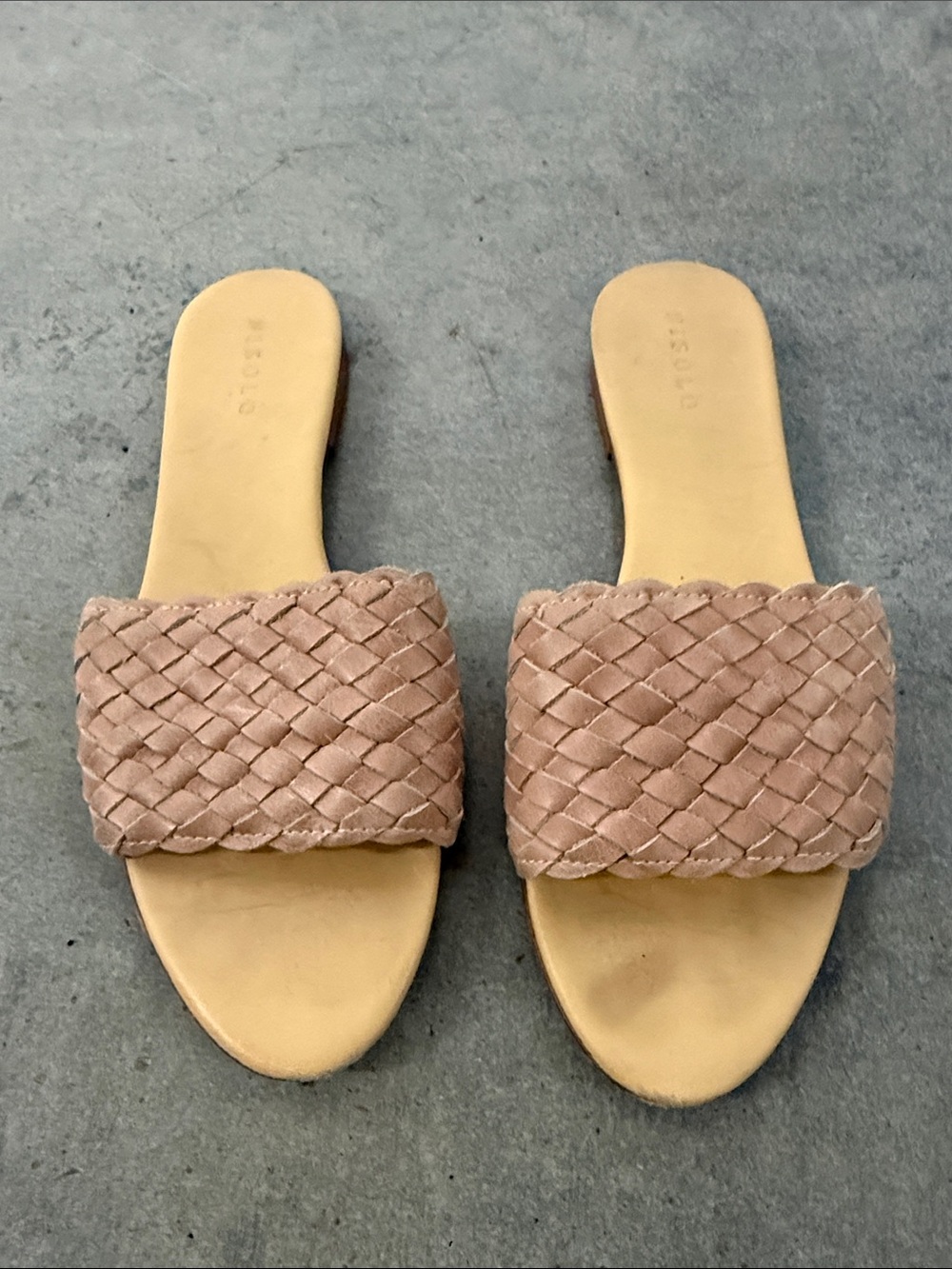 Nisolo Braided Slide Sandals in Dusty Blush